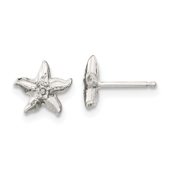 Sterling Silver Textured Starfish Children's Necklace & Post Earrings Set - Image 2