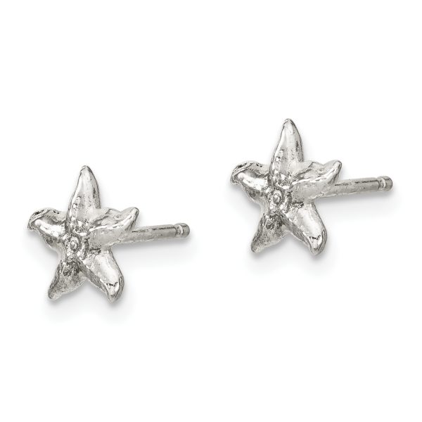 Sterling Silver Textured Starfish Children's Necklace & Post Earrings Set - Image 3