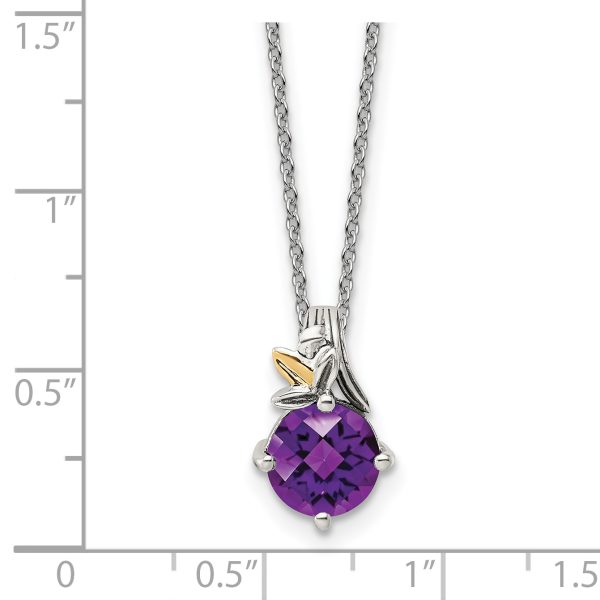 Sterling Silver Antiqued w/14k Leaf 1.61AM Amethyst w/2 in ext Necklace - Image 2
