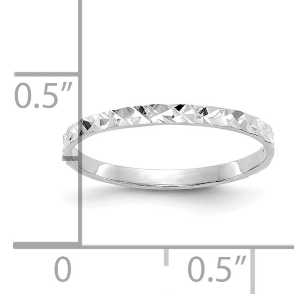 14K White Gold Diamond-cut Design Band Childs Ring - Image 2