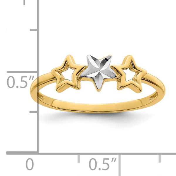 14k w/Rhodium 3-star Ring - Image 3