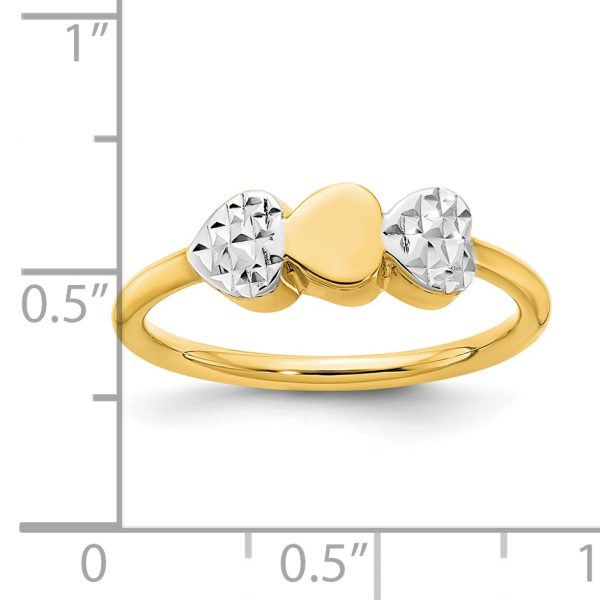 14K & White Rhodium D/C Hearts Ring - Image 3