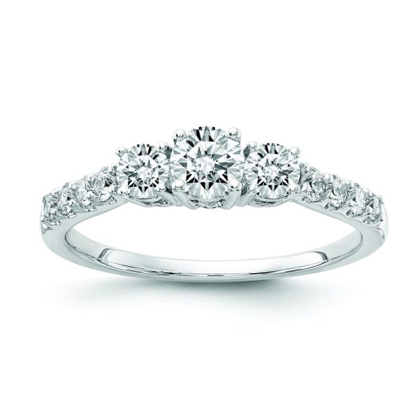 14K White Gold Lab Grown Dia VS/SI FGH 3-Stone Comp Eng Ring