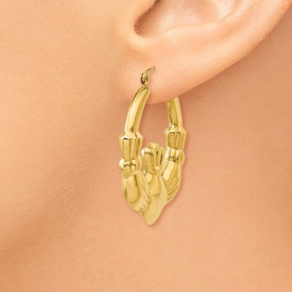 14k Polished Claddagh Hoop Earrings - Image 3