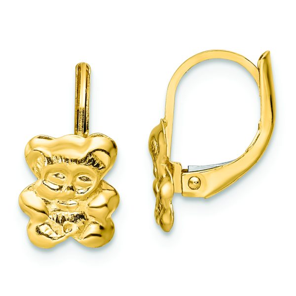 14K Madi K Polished Teddy Bear Leverback Earrings