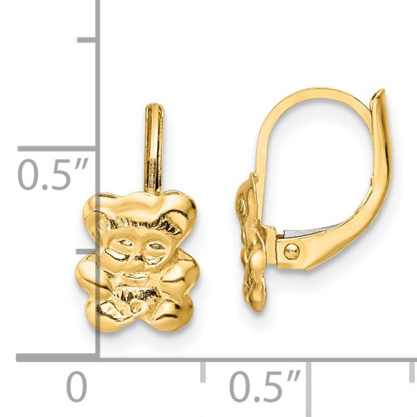 14K Madi K Polished Teddy Bear Leverback Earrings - Image 2