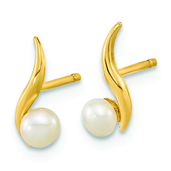 14K Madi K Polished 3.25mm Freshwater Cultured Pearl Post Earrings - Image 2