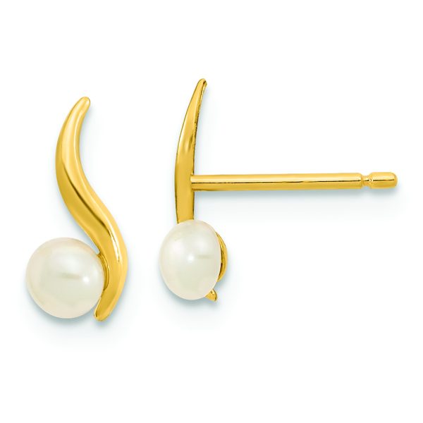 14K Madi K Polished 3.25mm Freshwater Cultured Pearl Post Earrings