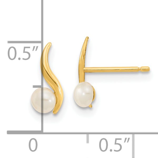 14K Madi K Polished 3.25mm Freshwater Cultured Pearl Post Earrings - Image 3