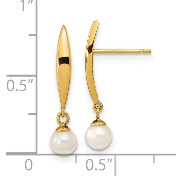 14K Madi K Polished 4mm Freshwater Cultured Pearl Post Earrings - Image 2