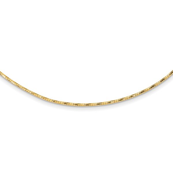 14K Yellow Polished w/2in. Ext. Round Twisted Omega Necklace