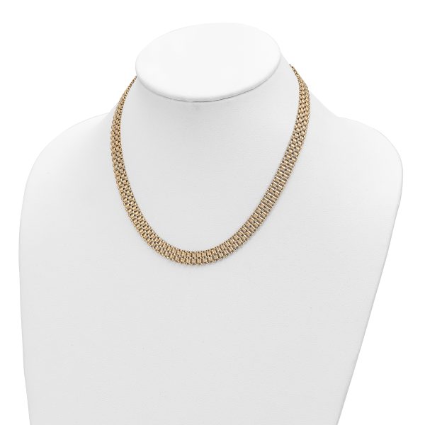 14K Brushed and Polished Basket Weave Pattern 17in Necklace - Image 3