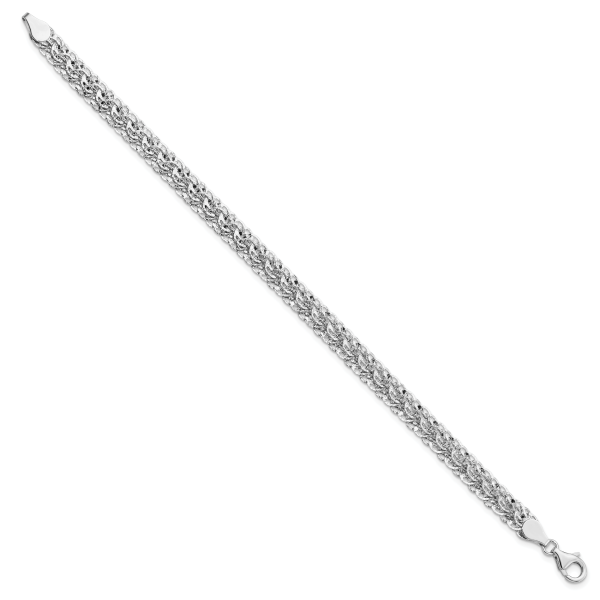 14K White Polished D/C Fancy Link Bracelet - Image 2