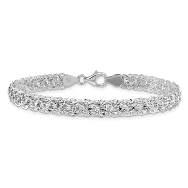 14K White Polished D/C Fancy Link Bracelet - Image 3