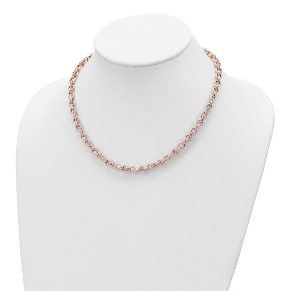 14K Rose Gold Polished Fancy Link Necklace - Image 2