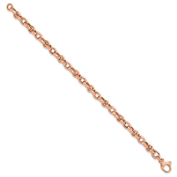 14K Rose Gold Polished Fancy Link Bracelet - Image 2