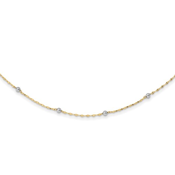 14K Two Tone Polished Bead Fancy Necklace