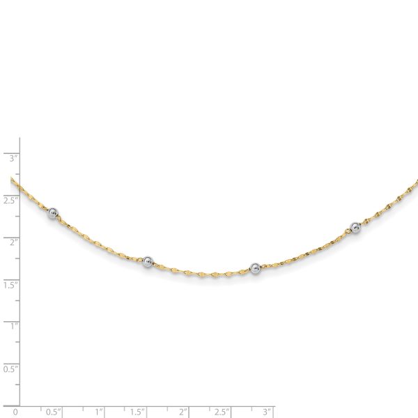 14K Two Tone Polished Bead Fancy Necklace - Image 3