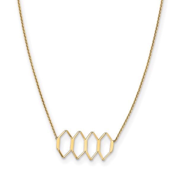 14K Polished Fancy Shapes w/2 in ext. Necklace - Image 2