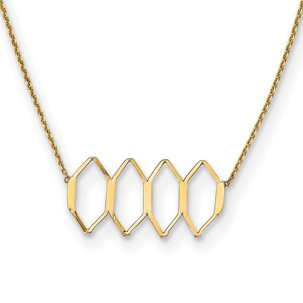 14K Polished Fancy Shapes w/2 in ext. Necklace