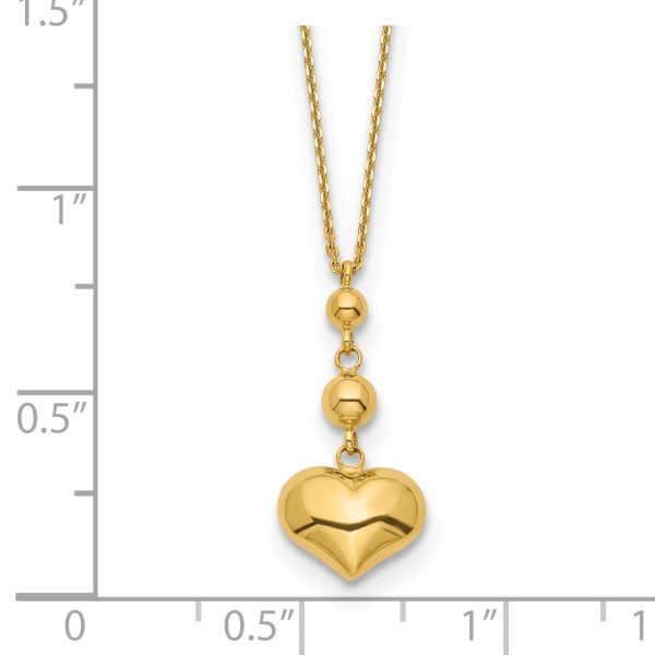 14k Heart with Bead w/2 IN EXT Necklace - Image 3