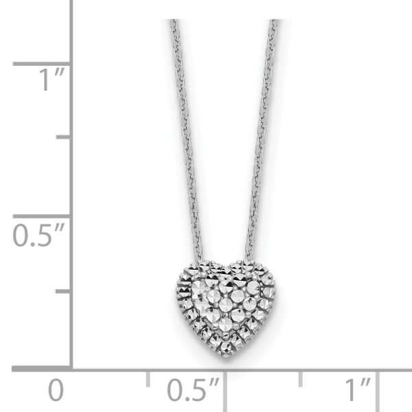 14k White Gold Diamond-cut Heart Slide Necklace - Image 3