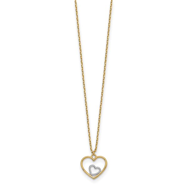 14k w/Rhodium Heart in Heart Necklace - Image 2