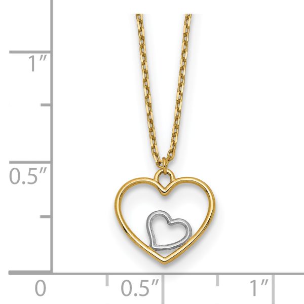 14k w/Rhodium Heart in Heart Necklace - Image 3