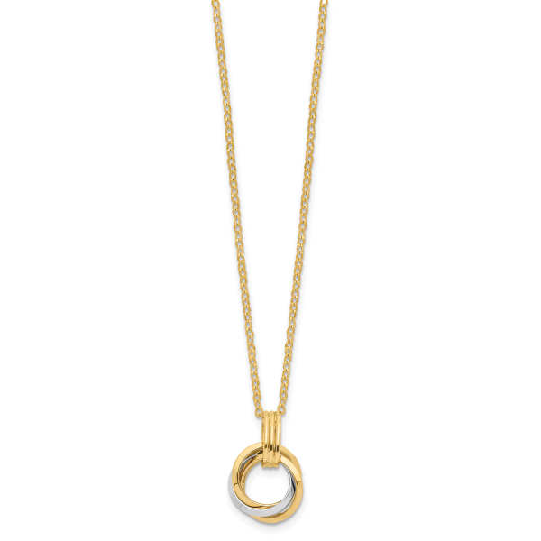 14K Two-tone Polished Intertwined Circles w/ .25 inch ext Necklace - Image 2