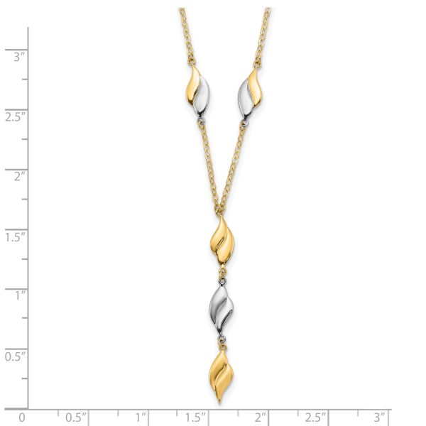 14K Two-tone Polished Fancy Y Drop Necklace - Image 3