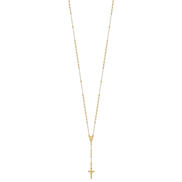 14K Polished Faceted Beads Rosary Necklace - Image 2