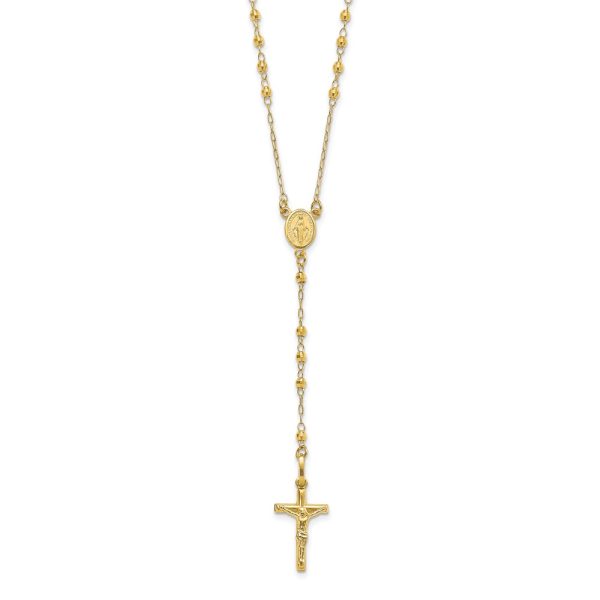 14K Polished Faceted Beads Rosary Necklace