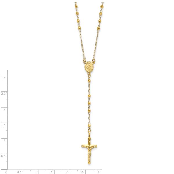 14K Polished Faceted Beads Rosary Necklace - Image 3