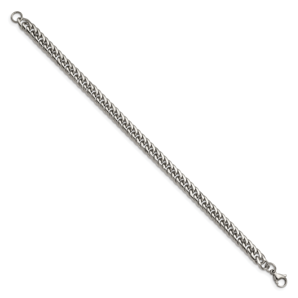 Stainless Steel Polished 9in Double Curb Chain Bracelet - Image 3