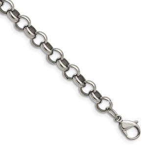 Stainless Steel Polished 8mm 7.75in Rolo Chain