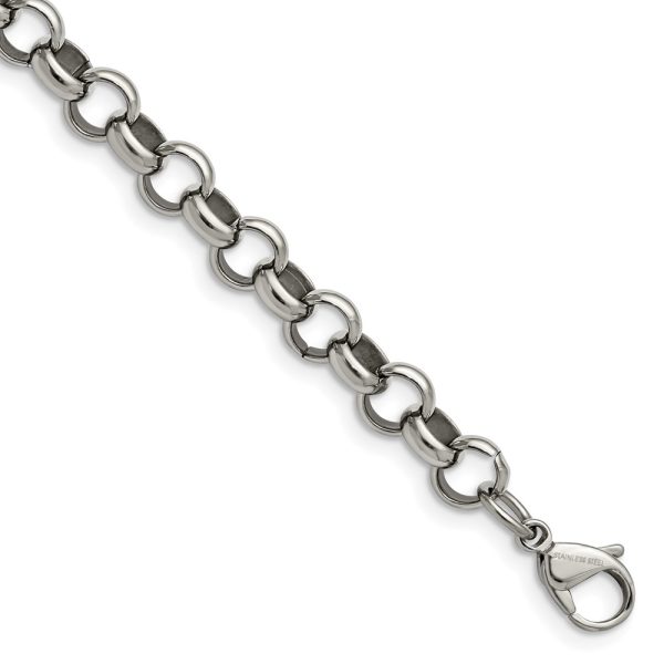 Stainless Steel Polished 8mm 7.75in Rolo Chain