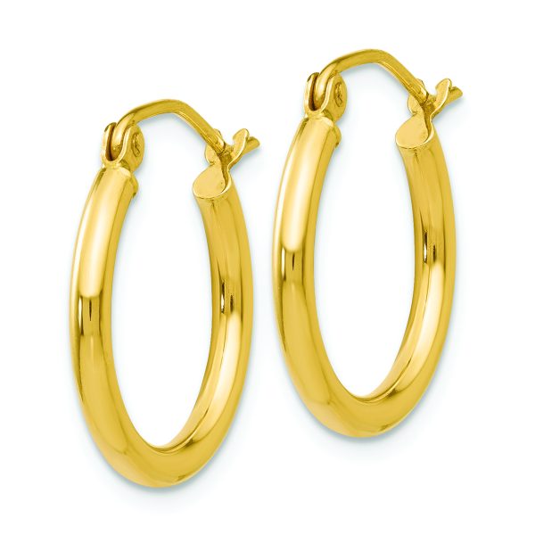 14k Polished 2x17.5mm Tube Hoop Earrings - Image 2