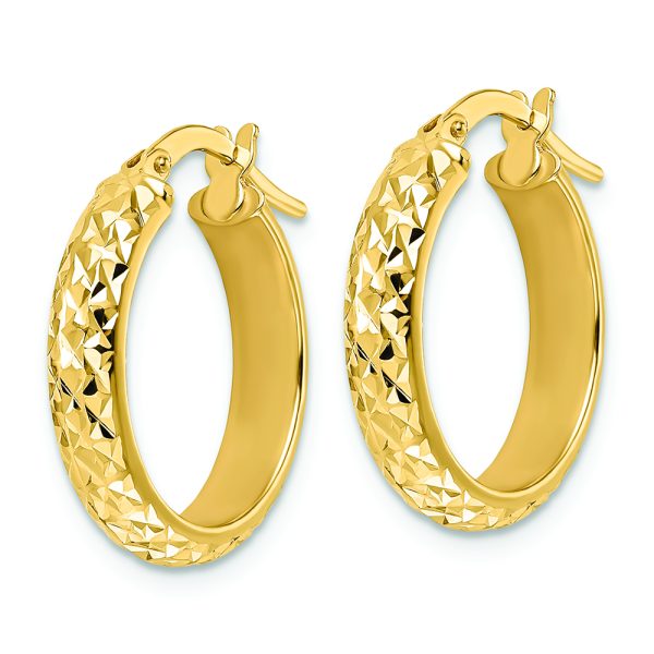 14K Polished Diamond Cut Hoop Earrings - Image 2