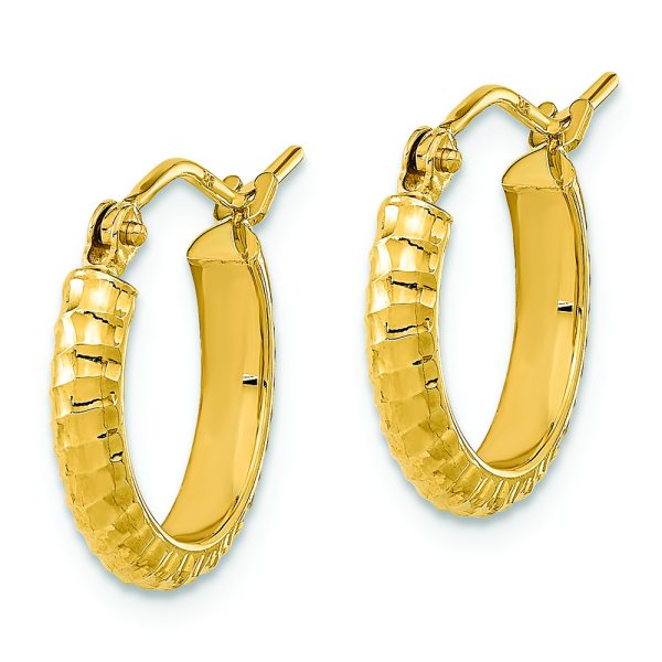 14K Polished and D/C Textured Hoop Earrings - Image 2