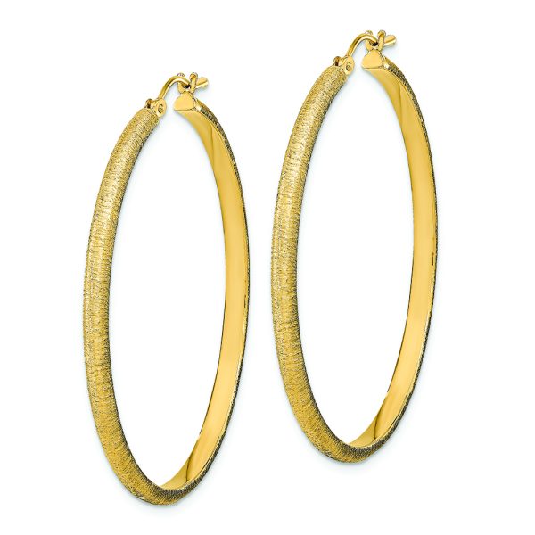 14K Polished and Satin Hoop Earrings - Image 2