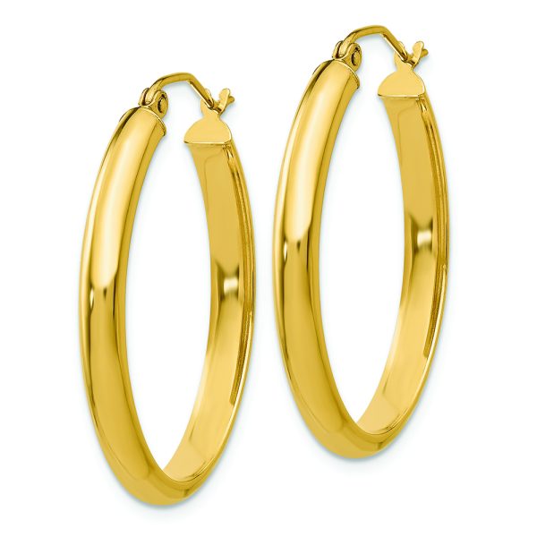 14k Polished 3.5mm Oval Hoop Earrings - Image 2