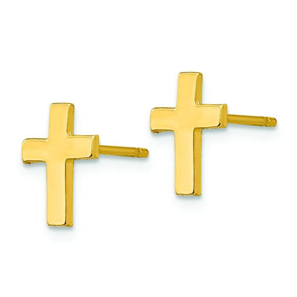 14k Polished Cross Earrings - Image 2