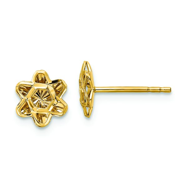 14k Diamond-cut Floral Post Earrings