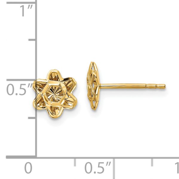 14k Diamond-cut Floral Post Earrings - Image 3