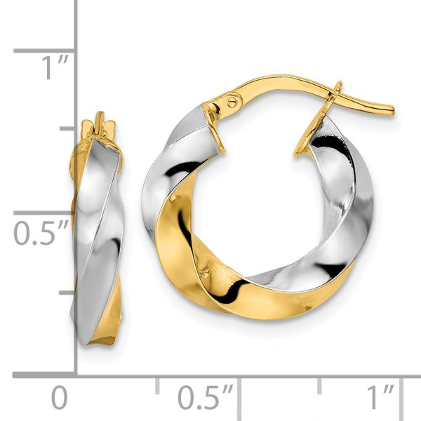 14K & Rhodium Polished Twisted Hoop Earrings - Image 2