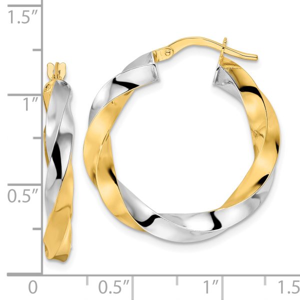 14K & Rhodium Polished Twisted Hoop Earrings - Image 2