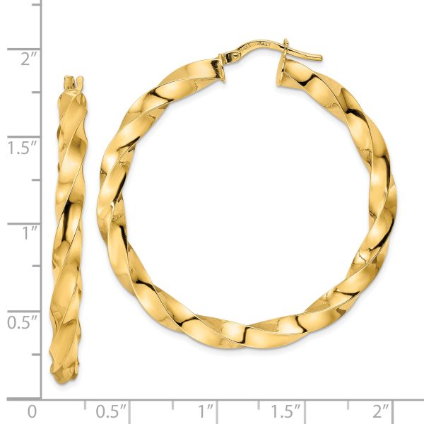 14K Polished Twisted Hoop Earrings - Image 2