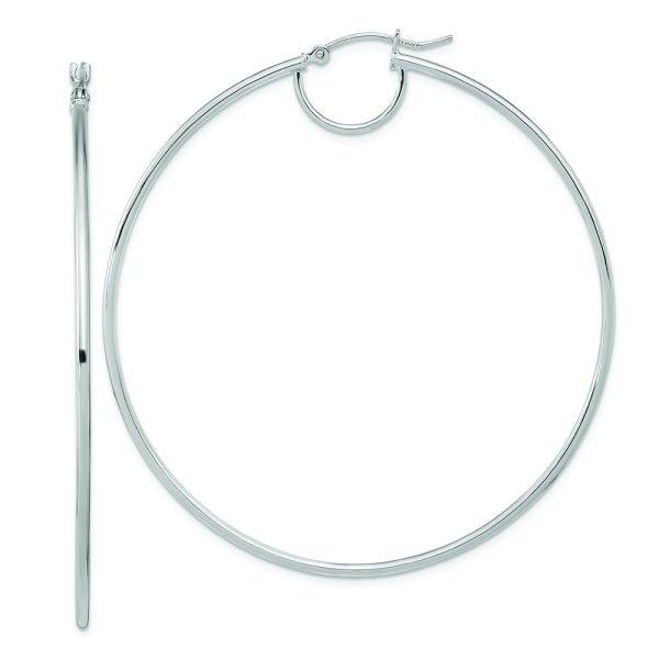 14K White Gold Polished Fancy Hoop Earrings