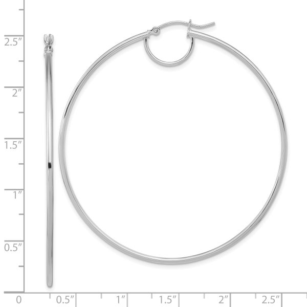 14K White Gold Polished Fancy Hoop Earrings - Image 2
