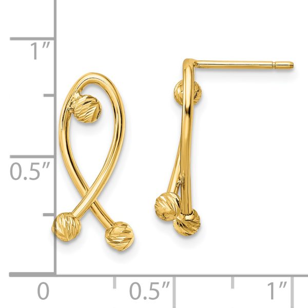 14K Polished D/C Fancy Post Earrings - Image 2